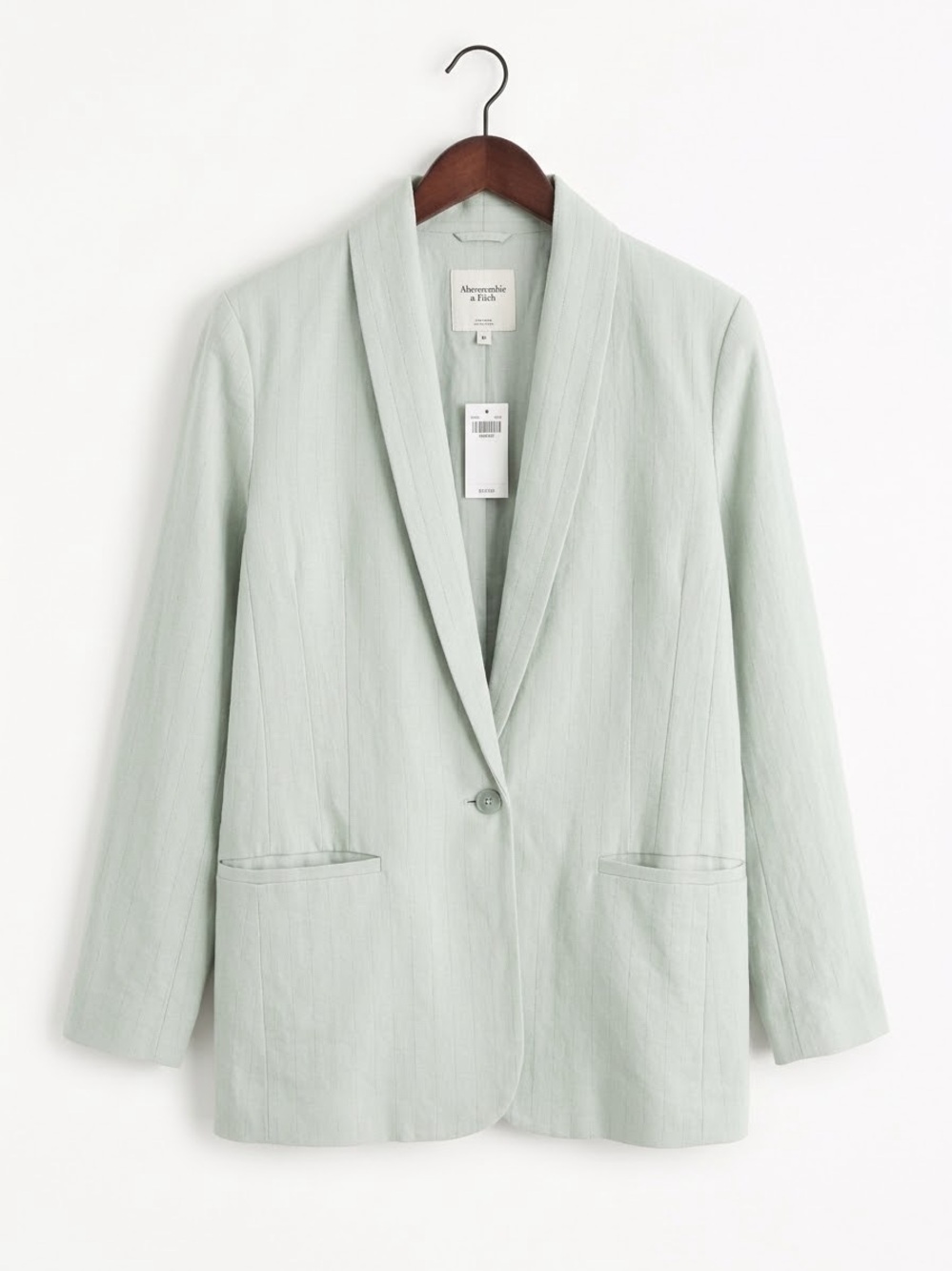 Abercrombie & Fitch Pale Sage Green Single-Button Blazer Linen & Cotton BNWT